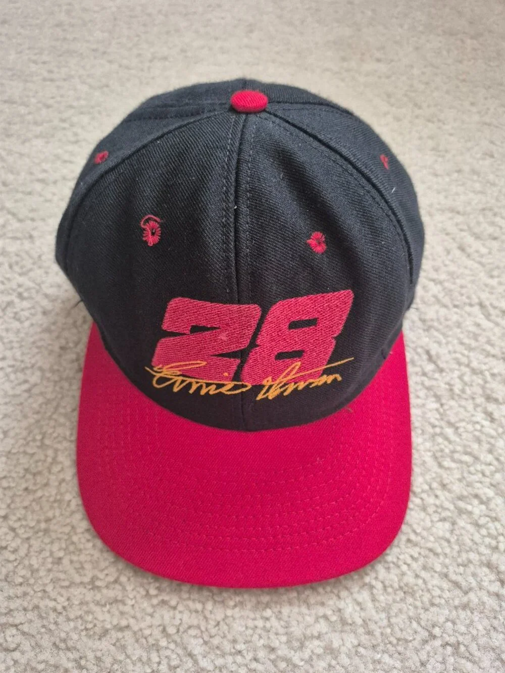 Ernie Irvan NASCAR #28 Athletic Snapback Cap Nutmeg Vintage Red/Black/Yellow